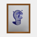 Affiche encadrée avec illustration tête de créature bleue