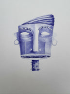 Accessoire Bic#6 à motif bleu, forme de seau, détails blancs et œillets