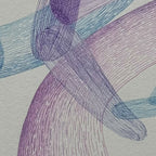 Détail d’illustration abstraite, formes filaires bleu clair et violet sur fond clair
