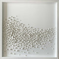 Tableau carré en relief «écume» blanc, dans un cadre fin