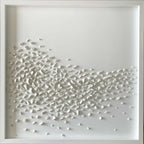 Tableau carré en relief «écume» blanc, dans un cadre fin