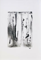 Œuvre abstraite Essor en noir et blanc, imprimé encadré bois clair