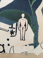 Affiche La reine, gros plan : personnage blanc sur fond bleu-vert en collage