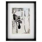 Tableau abstrait encadré, impression noir et gris sur fond clair