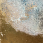 Peinture abstraite « ÉTAIN » : mélange blanc cassé, bleu pâle et nuances brun doré