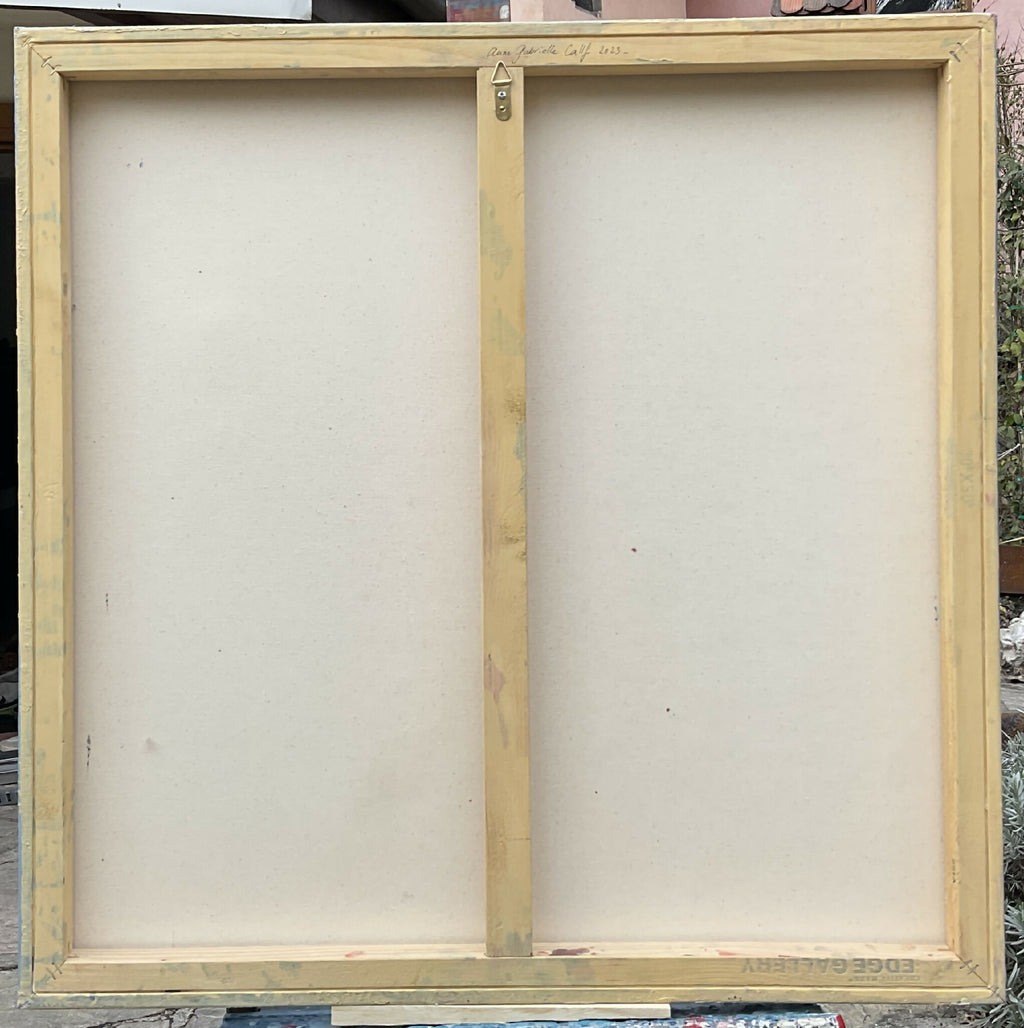 Tableau SÉLÉNÉ, toile blanche dans un cadre beige