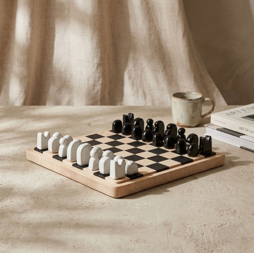 Échiquier céramique et bois