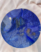 Encre « Vol de dragon » avec motif circulaire bleu aux détails de dragon