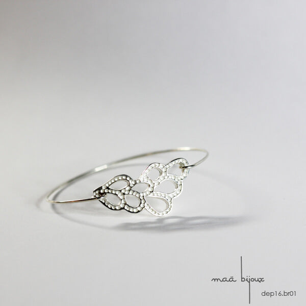 Recycled sterling silver lace bangle