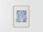 Tirage A4 encadré : illustration d’alocasia bleue sur fond clair.