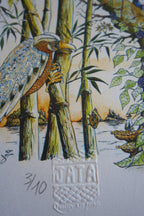 Signature et numéro sur impression d’illustration jungle, style vintage, carré 30×30 cm