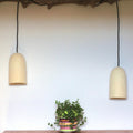 Lanterne suspension avec deux abat-jours en feutre beige