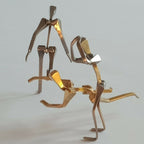 Figurines métalliques de joueurs de handball, poses dynamiques, finitions dorées