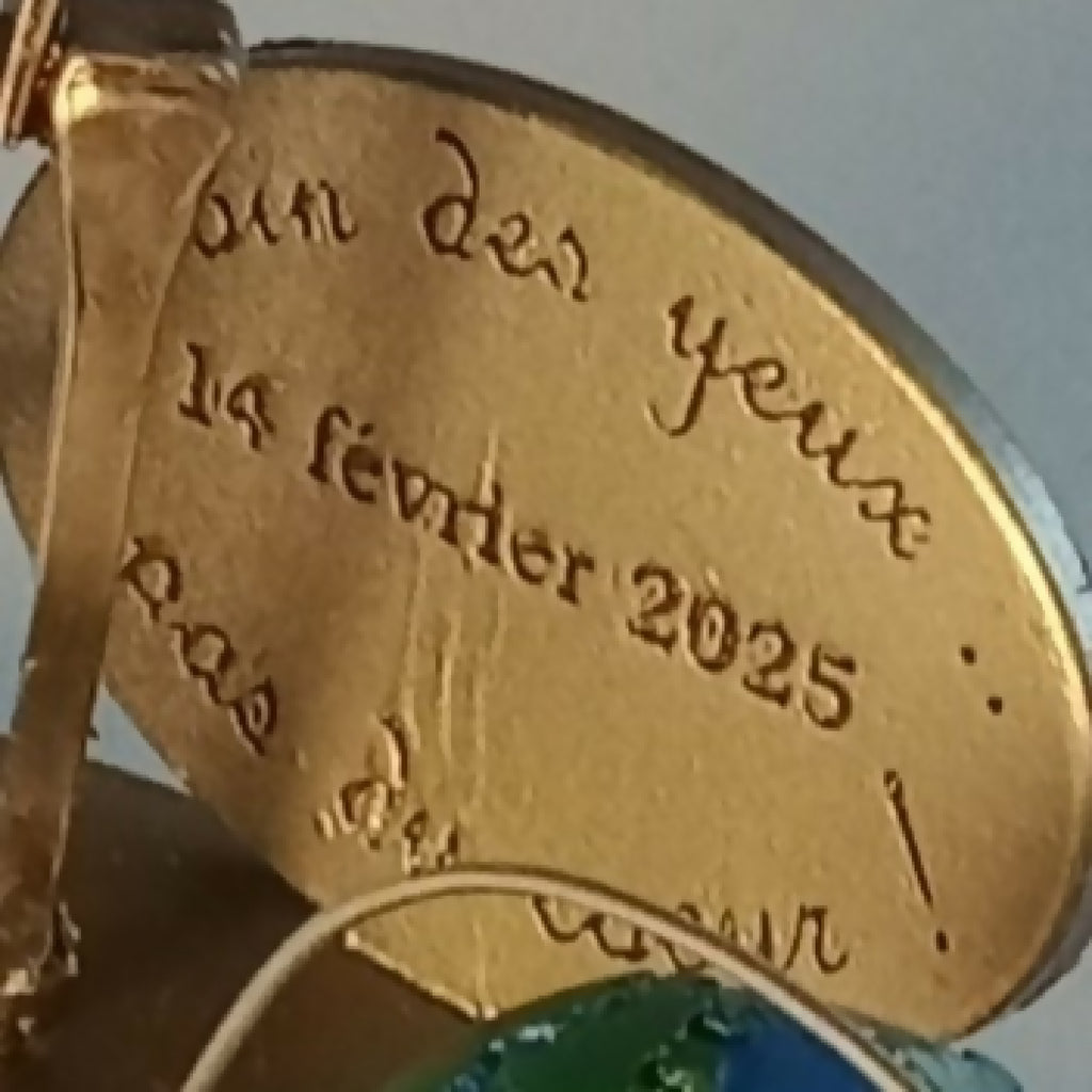 Plaque gravée du golfeur avec inscriptions et date « 14 février 2025 »