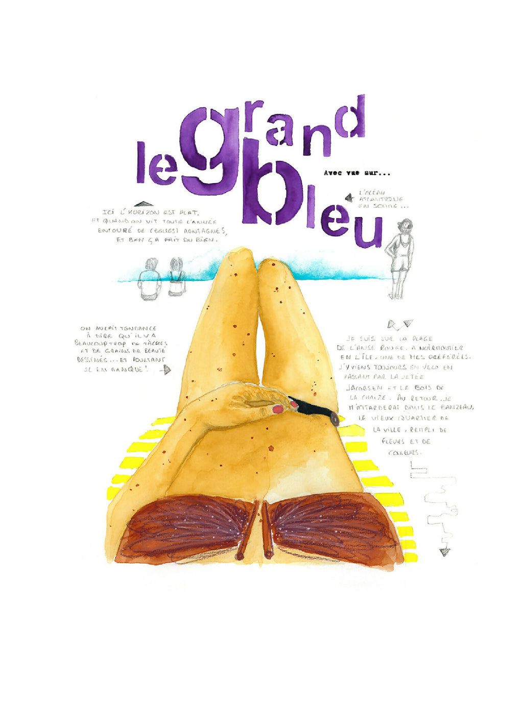 Affiche avec illustration du dos et typographie « le Grand Bleu »