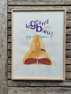 Affiche encadrée avec illustration du dos et typographie « le Grand Bleu »