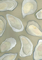 Détail du tableau : coquilles d’huîtres pastel aux tons pâles et contours nets