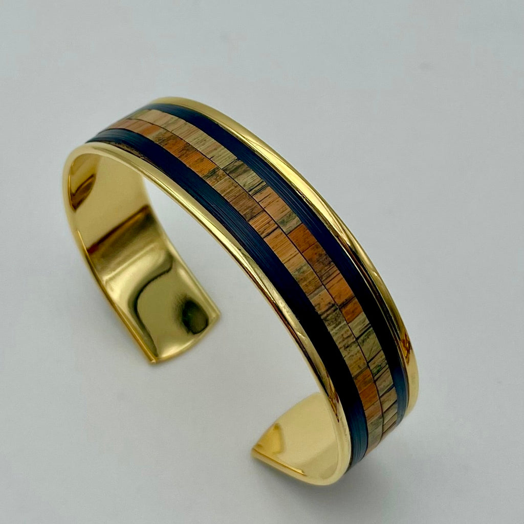 Medium-sized L’Élégante straw marquetry cuff