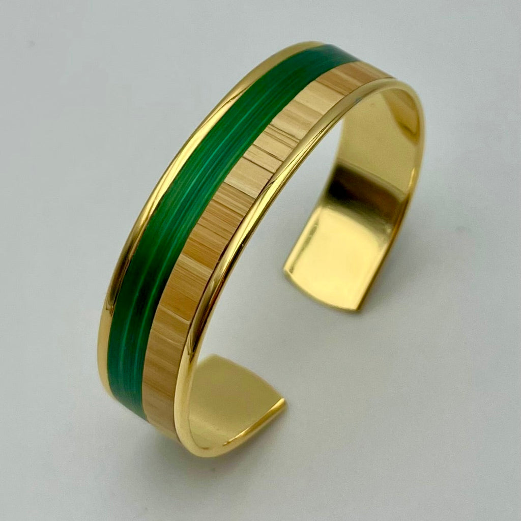 Medium-sized L’Élégante straw marquetry cuff