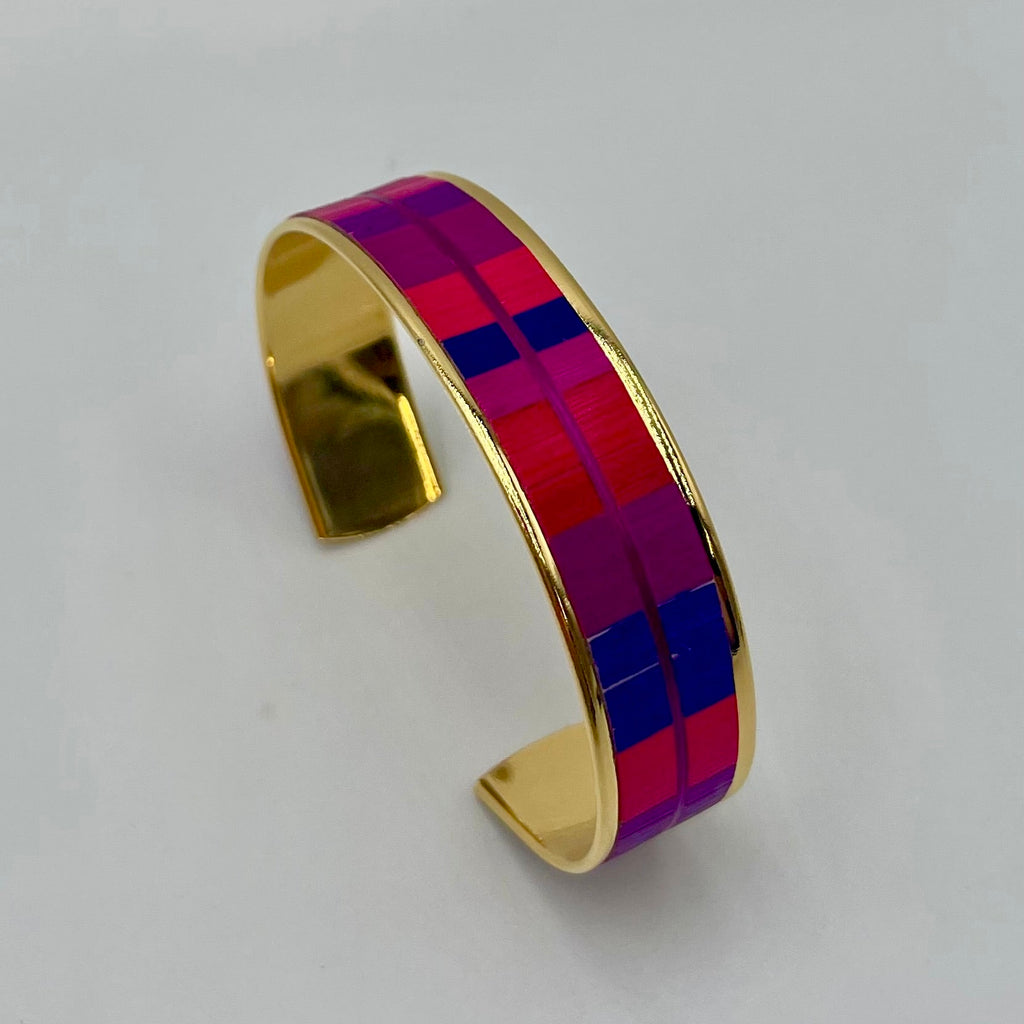 Medium-sized L’Élégante straw marquetry cuff