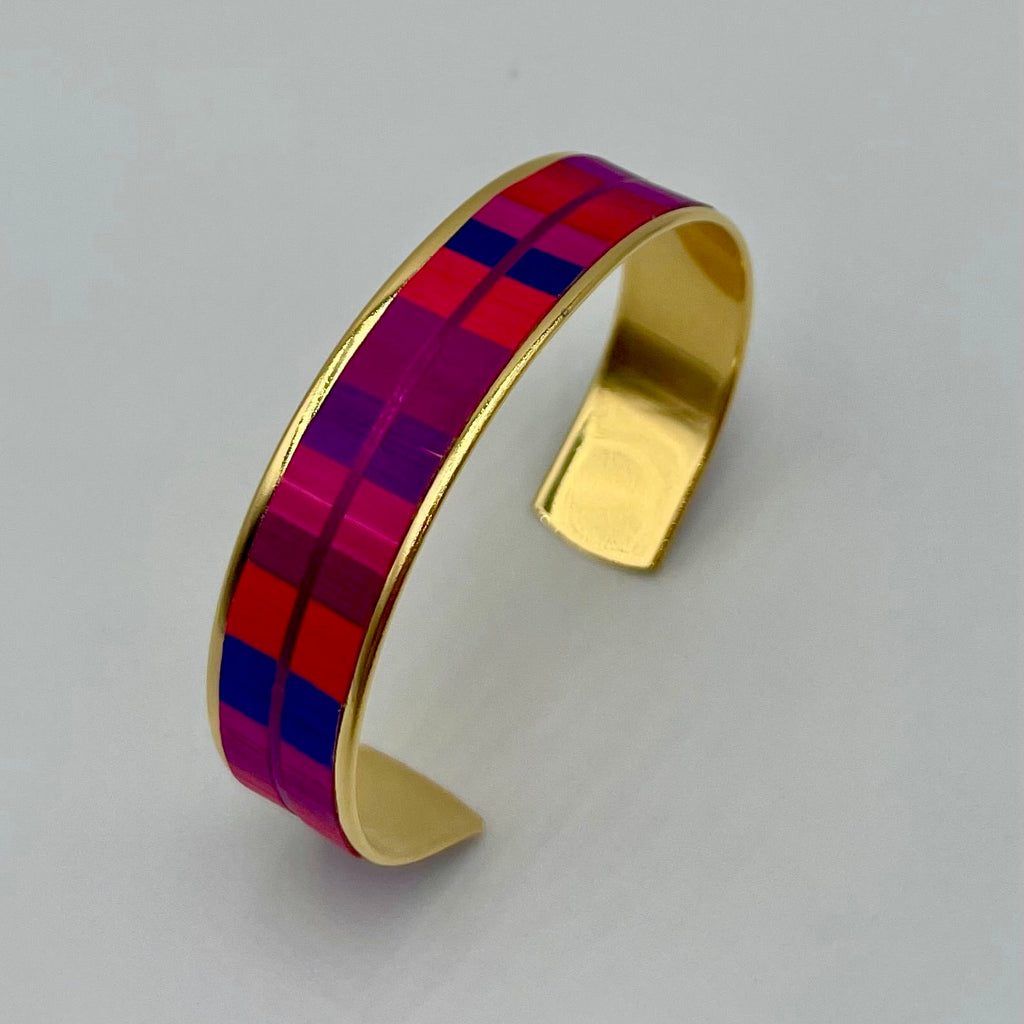 Medium-sized L’Élégante straw marquetry cuff
