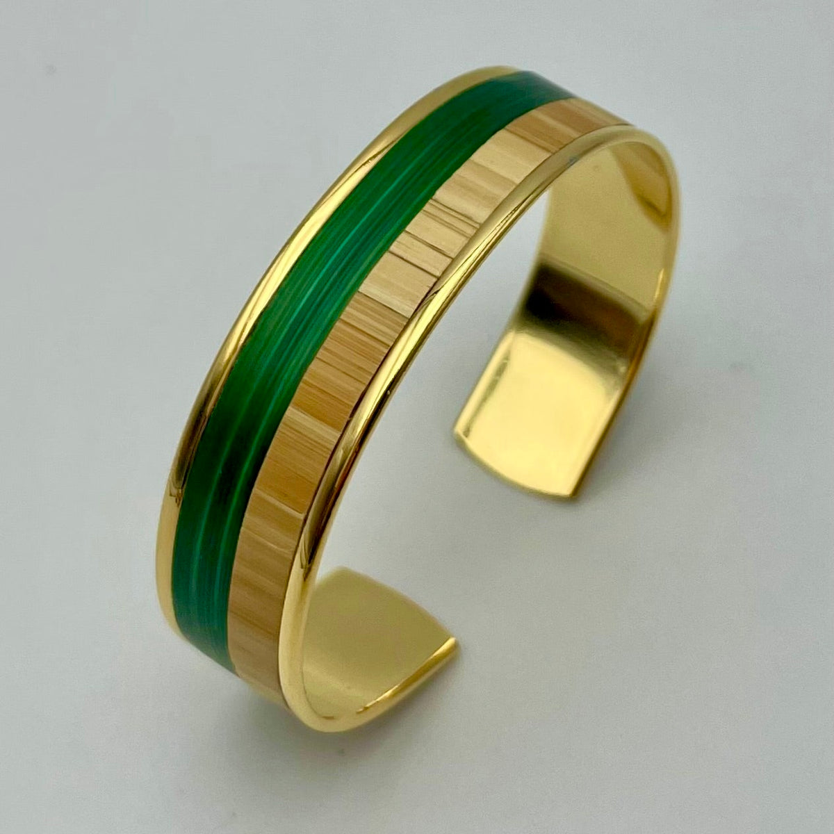 Medium-sized L’Élégante straw marquetry cuff