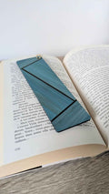 Marque-pages avec marqueterie de paille Bleu/Gris anthracite/Doré