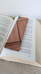 Marque-pages avec marqueterie de paille Cuivre/Gris Anthracite/Vert