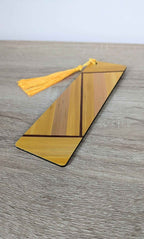 Marque-pages avec marqueterie de paille Jaune/Gris Anthracite/Cuivre