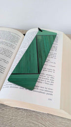 Straw marquetry bookmark Light green/Anthracite grey/Gold