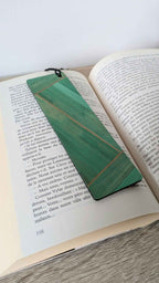 Straw marquetry bookmark Light green/Anthracite grey/Gold