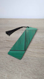 Straw marquetry bookmark Light green/Anthracite grey/Gold