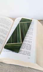 Straw marquetry bookmark Green/Anthracite Grey/Beige