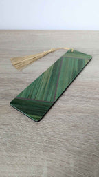 Straw marquetry bookmark Green/Anthracite Grey/Beige