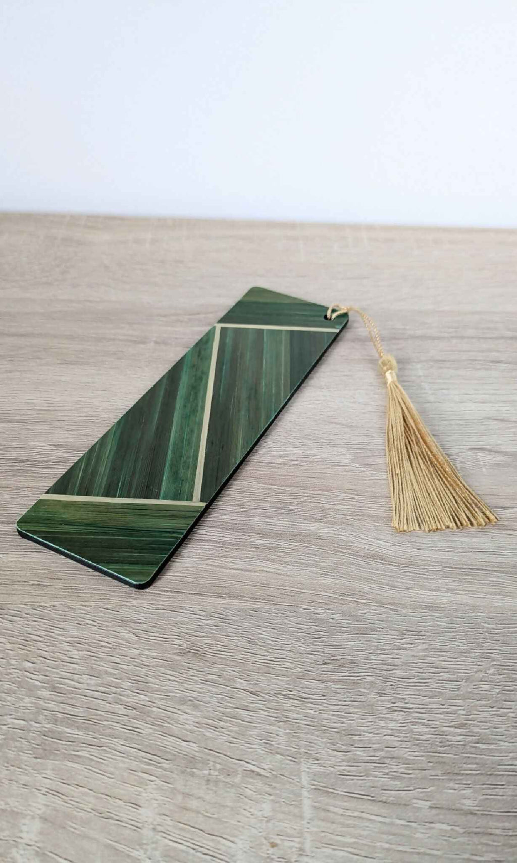 Straw marquetry bookmark Green/Anthracite Grey/Beige