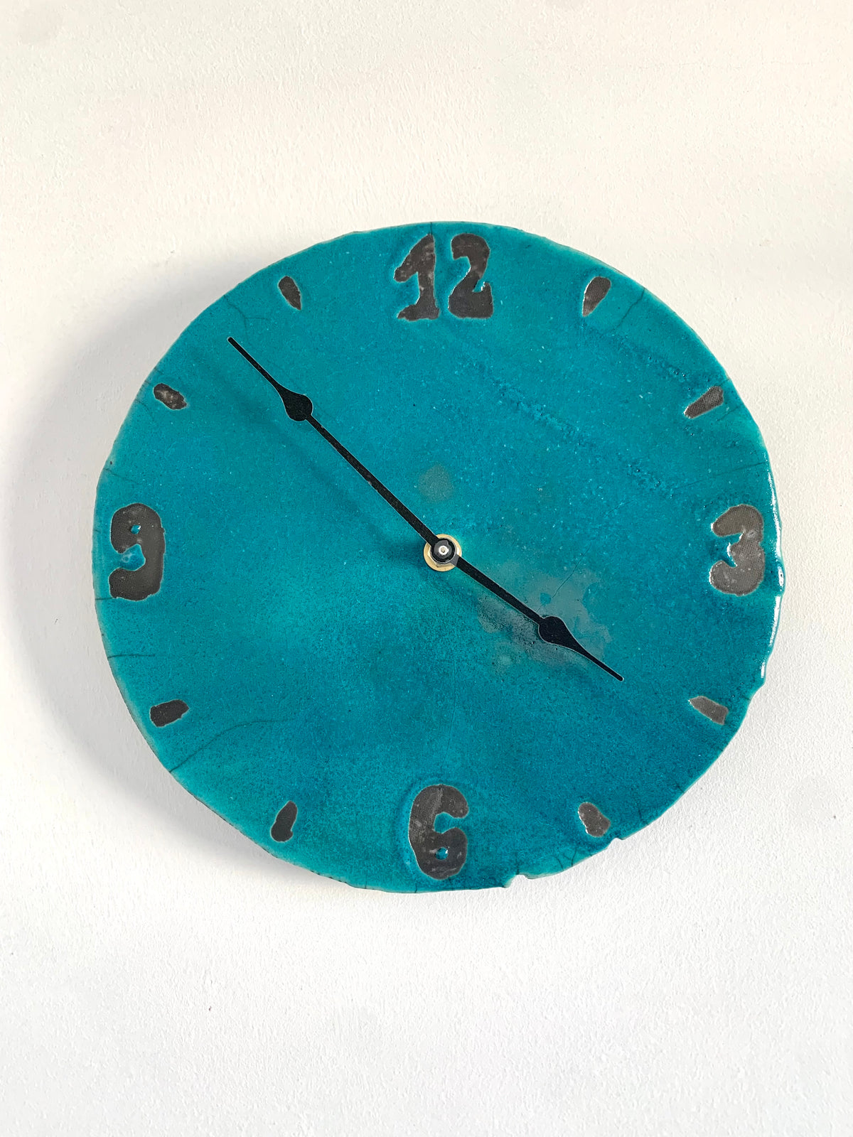 Raku ceramic wall clock