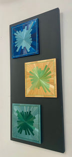 Trilogie de lumière — Tableau en marqueterie de paille