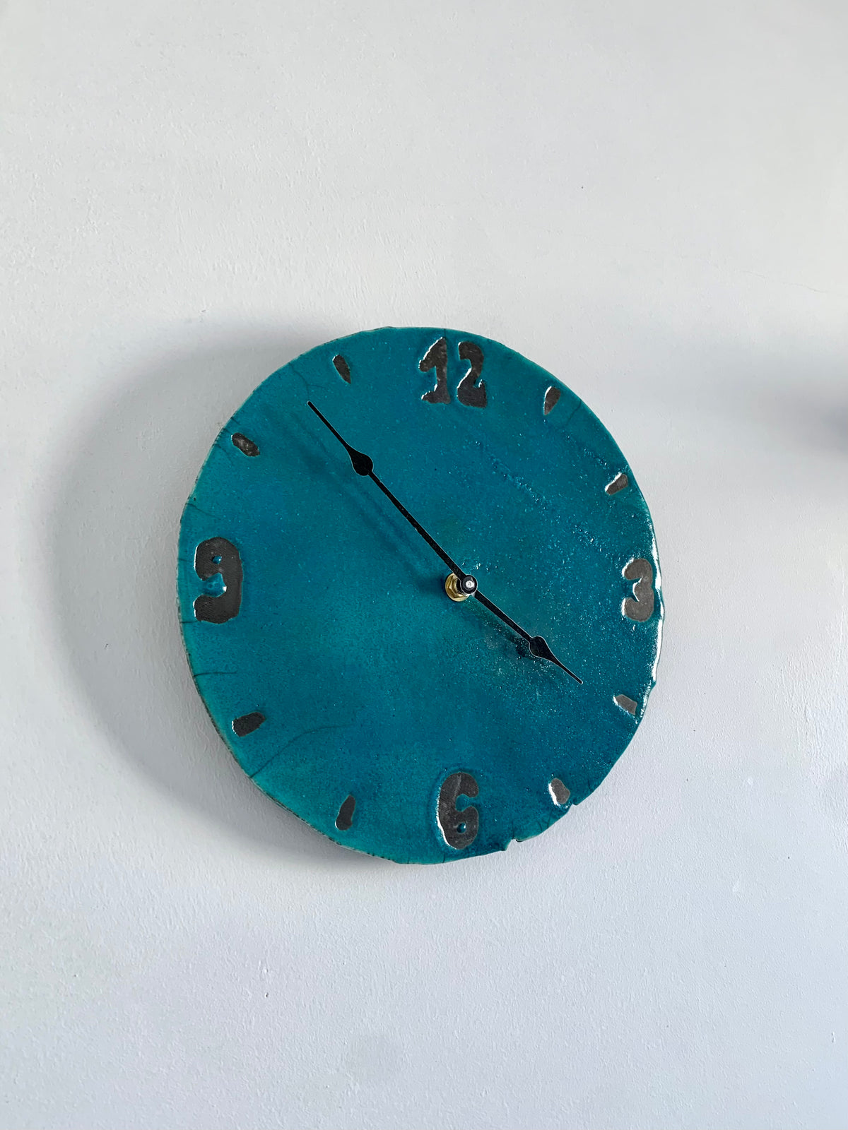 Raku ceramic wall clock