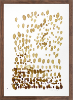 Tableau encadré avec empreintes café brun et beige en motif dispersé