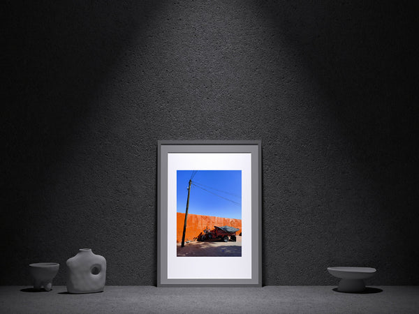 Photographie encadrée paysage orange et bleu