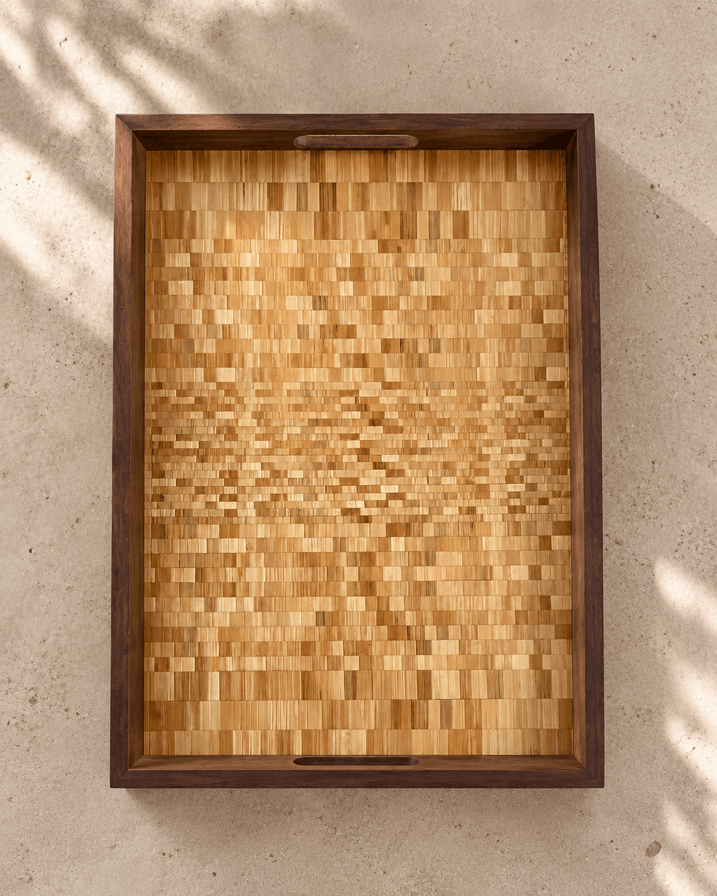 Mosaïque de lumière Plateau en noyer – Marqueterie de paille de seigle naturelle