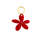 Porte-clés fleur rouge avec anneau doré et pendentif goutte « Ma FLEUR »
