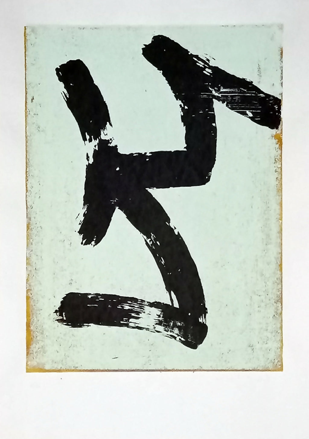 Sérigraphie originale « Scribouilli #02 » : lettrage abstrait noir, fond vert clair