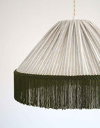 Suspension BELLA Rayures Olive, franges bohème