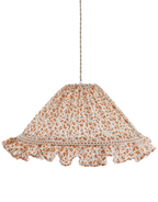 Suspension conique Emilia «fleurettes» blanche à motif fleuri orange et volant festonné