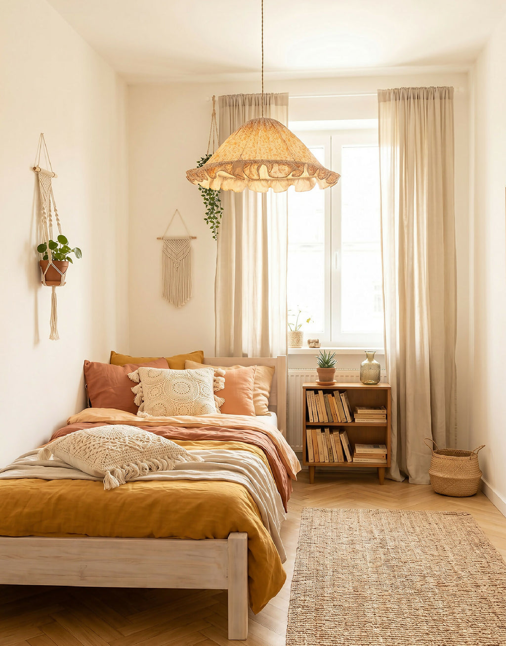 Emilia "fleurettes" conical pendant light with frill