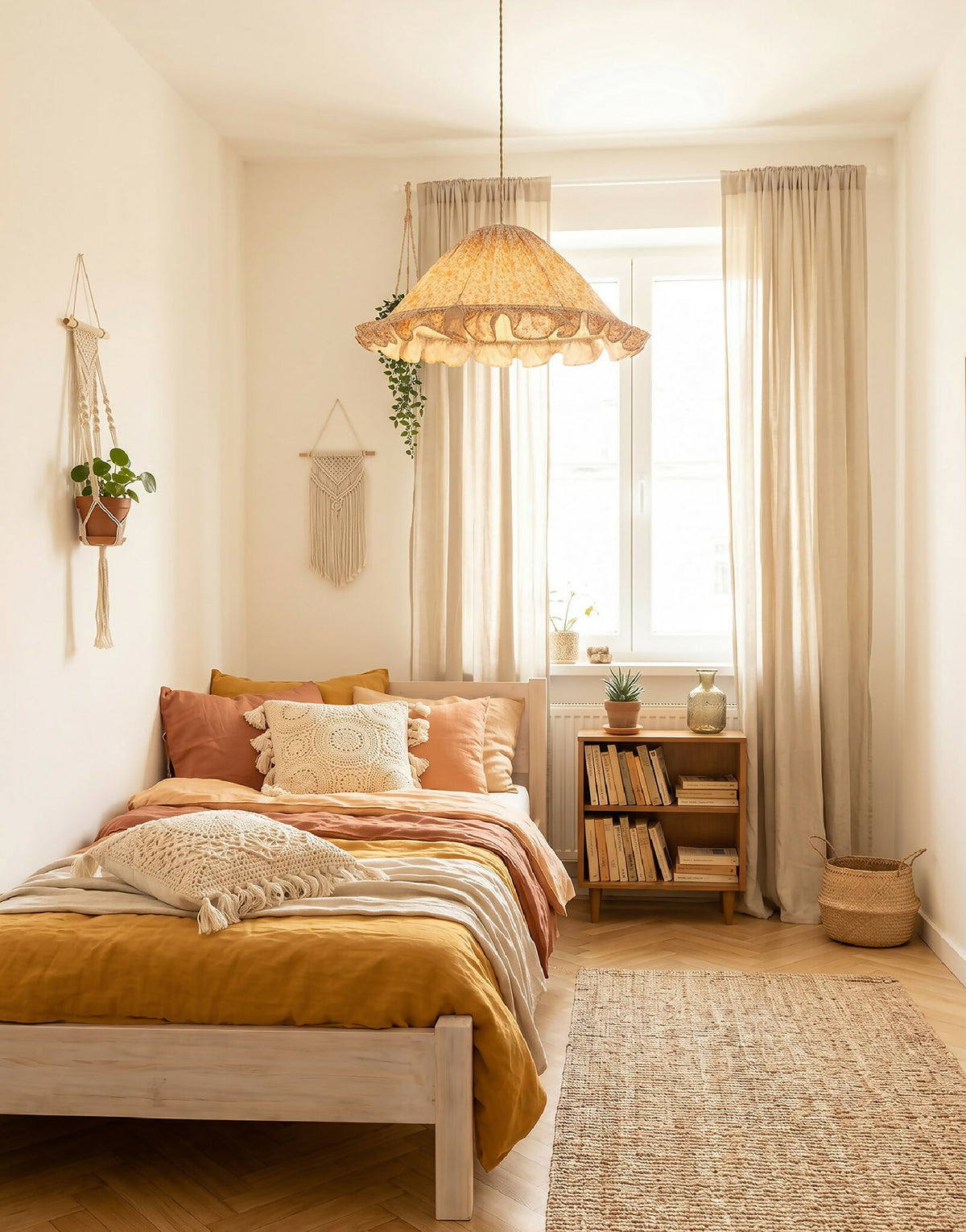 Emilia "fleurettes" conical pendant light with frill