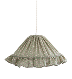 Suspension conique en tissu vert clair à motifs de petits hérissons et volant