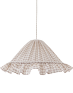 Suspension conique en coton vichy beige, volant à volants, abat-jour tissé