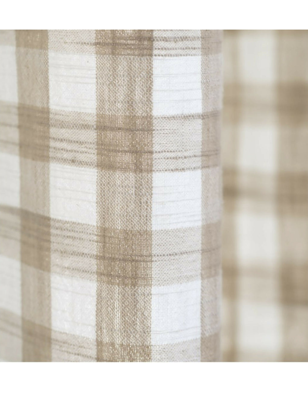 Tissu en coton à carreaux vichy beige, gros plan sur la texture et le motif